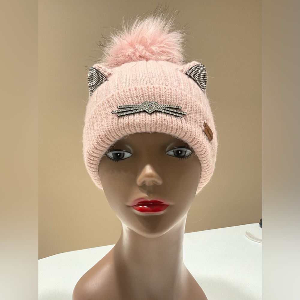 🍏🍏🍏 La Charme Adorable Girl’s Winter Hat Dust Rose Knit Lined Adorned